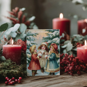 Postale Carte de Noël victorienne vintage