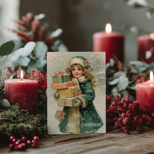 Postale Carte de Noël victorienne vintage
