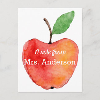 Postale Carte de note de l'enseignant, Apple Stationnaire,
