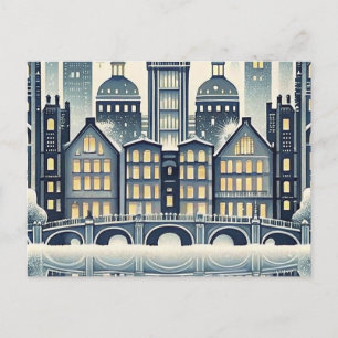 Postale Carte de nuit de Hanukkah sur la silhouette de la