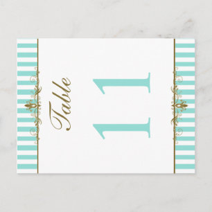 Postale Carte de numéro de tableau Aqua, White Stripes Gol