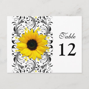 Postale Carte de numéro de tableau de tournesol noir et bl