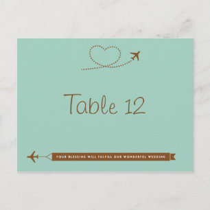 Postale Carte de numéro de tableau du Mariage Coeur de l'a