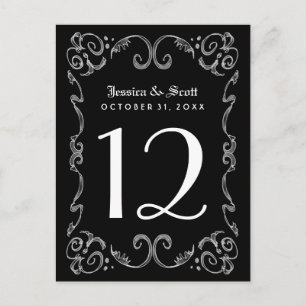 Postale Carte de numéro de tableau noir blanc d'Halloween
