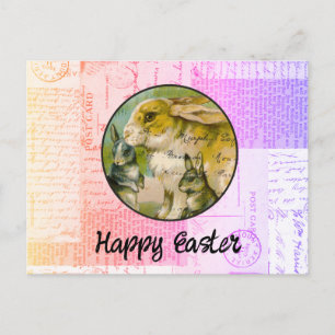 Postale Carte de Pâques aux lapins vintage