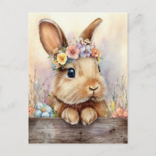 Postale Carte de Pâques avec œufs de Pâques et lapin