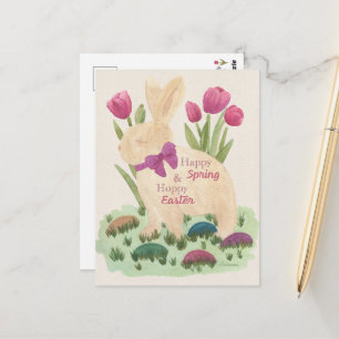 Postale Carte de Pâques Joyeuse et Printemps Heureux