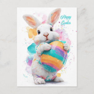 Postale Carte de Pâques lapin de Pâques mignon avec œuf de
