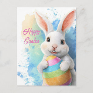 Postale Carte de Pâques lapin de Pâques mignon avec œuf de