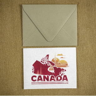 Postale Carte de pays vintage Red Canada Feuille d'érable