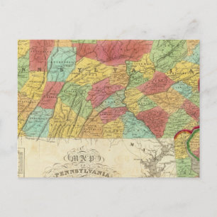 Postale Carte De Pennsylvanie New Jersey Et Delaware