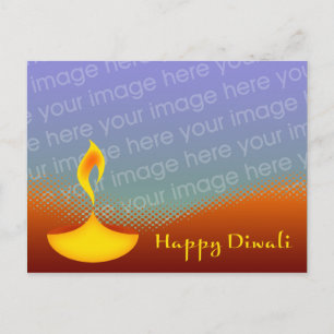 Postale carte de photo de diya de diwali heureux