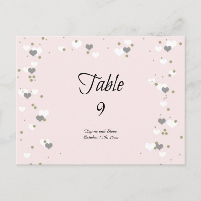 Postale Carte de placement de table coeurs et points roses (Devant)