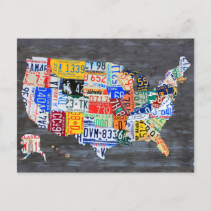 Postale Carte de plaque de licence des États-Unis sur Plan