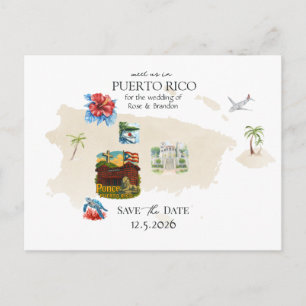 Postale Carte de Porto Rico Mariage de Destination Enregis