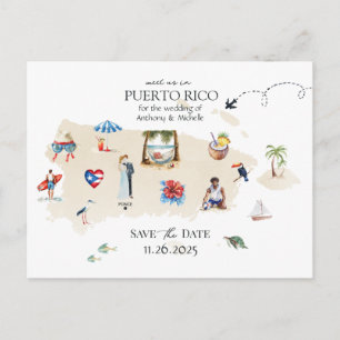 Postale Carte de Porto Rico Mariage de Destination Enregis