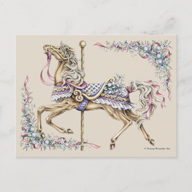 Postale Carte de poste de dessin du carrousel de printemps (Devant)
