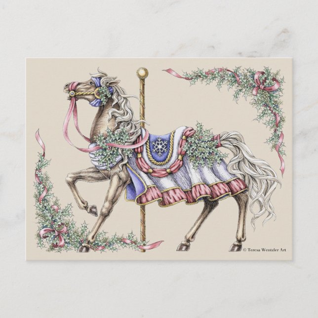 Postale Carte de poste de dessin pour le carrousel d'hiver (Devant)