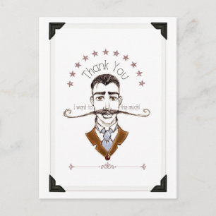 Postale Carte de poste de Merci de la Moustache vintage
