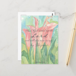 Postale Carte de prière 1 Corinthians rose Calla Lily Fleu