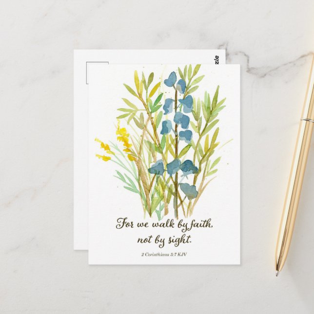 Postale Carte de prière des Écritures de marche de la foi  (Devant/Arrière en situation)