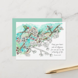 Postale Carte de prière des Proverbes Écriture Cerisier Fl