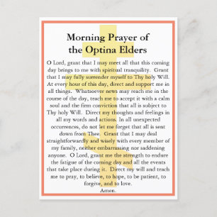 Postale Carte de prière du matin pour les aînés orthodoxes