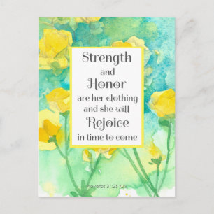 Postale Carte de prière Écriture Proverbes Fleurs jaunes 
