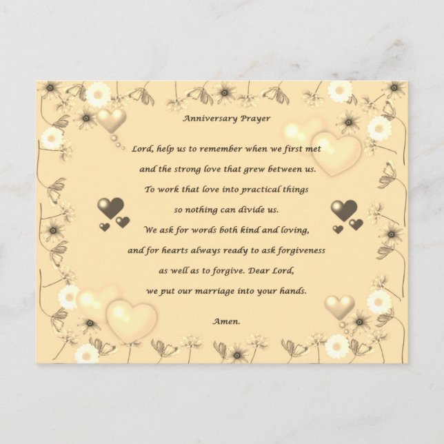 Postale Carte de prière pour couple d'anniversaire de mari (Devant)