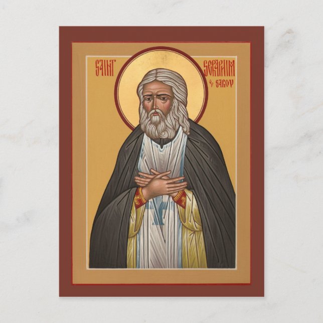 Postale Carte de prière Saint Seraphim de Sarov (Devant)