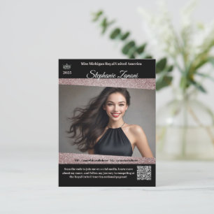 Postale Carte de Promo Autographe de Concours de Beauté   