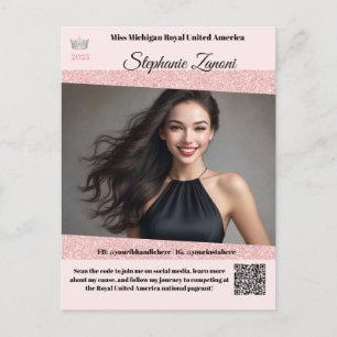 Postale Carte de Promo Autographe de Concours de Beauté