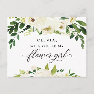 Postale Carte de proposition de fille de fleurs de roses b