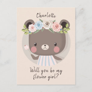 Postale Carte de proposition de fille de la fleur d'ours