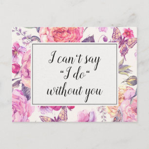 Postale Carte de proposition du Mariage vintage Floral Bri