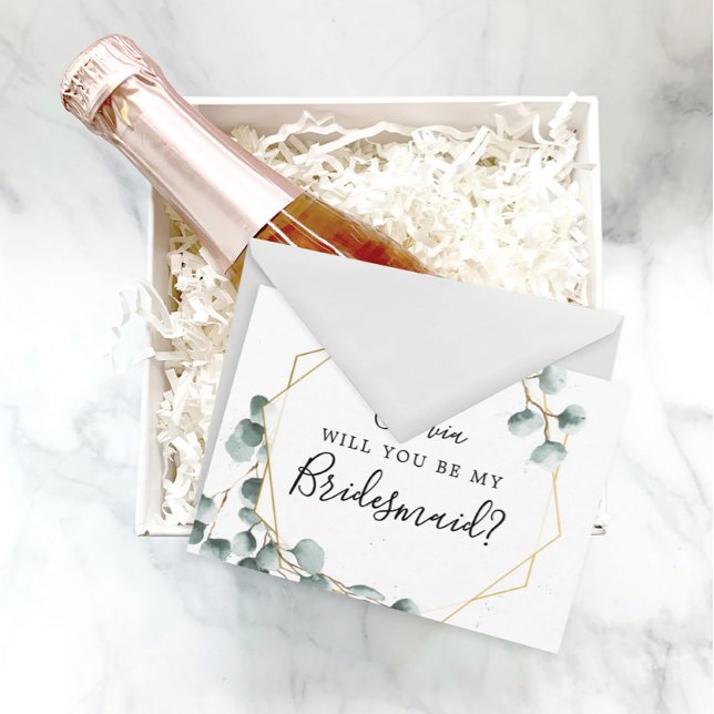 Postale Carte de proposition Eucalyptus Green Bridesmaid (Créateur téléchargé)