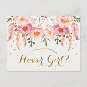 Postale Carte de proposition pour fille Boho Blush Rose Fl
