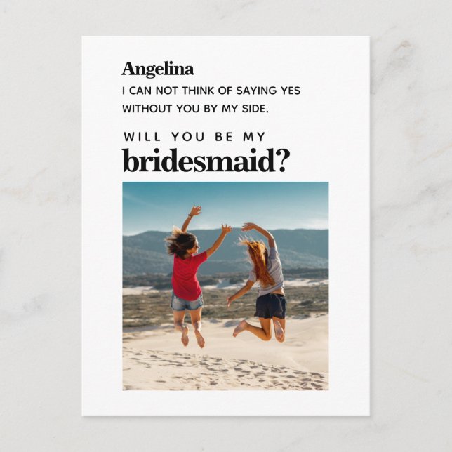 Postale Carte de proposition simple Elegant Bridesmaid (Devant)