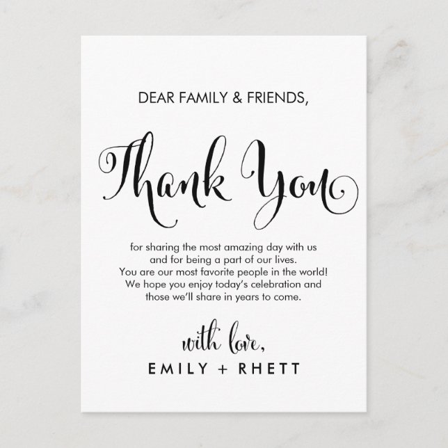 Postale Carte de réception du Merci de calligraphie du Sud (Devant)