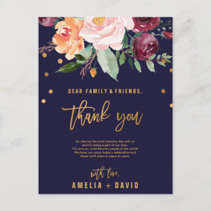 Postale Carte de réception Merci Floral Automne