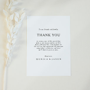 Postale Carte de réception minimaliste classique en Merci