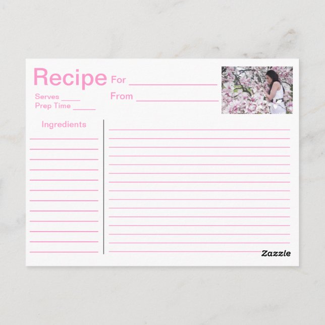 Postale Carte de recette (Dos)