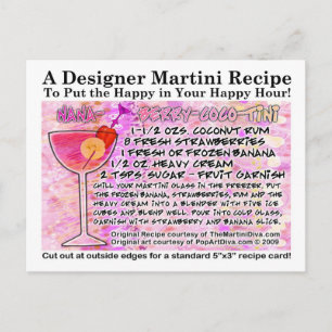 Postale Carte de recette à la noix de coco de banane Berry