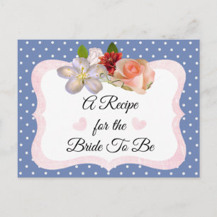 Postale Carte de recette bleue et Rose or rose pâle