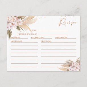 Postale Carte de recette Boho Floral Rose Gold Fête des ma