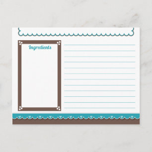 Postale Carte de recette chocolat et turquoise