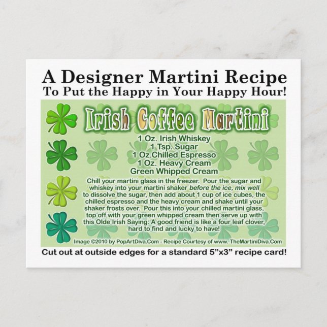 Postale Carte de recette de café irlandais St. Patrick's D (Devant)