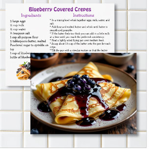 Postale Carte de recette de crêpes recouvertes de myrtille