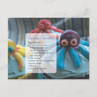 Postale Carte de recette de cupcakes en forme de pieuvre