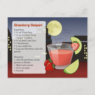 Postale Carte de recette de Daiquiri aux fraises